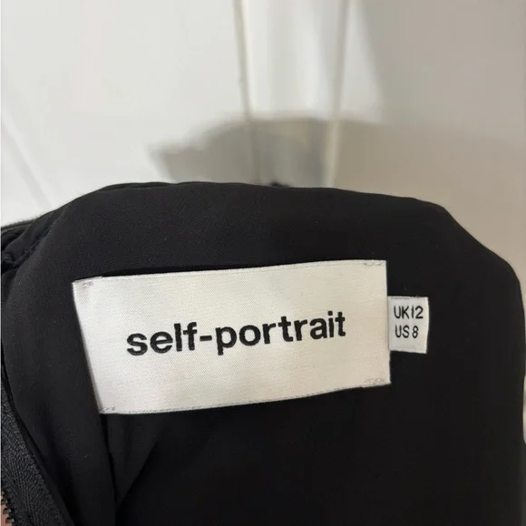 Self-Portrait Black Bellis Lace and Crepe Ruffled Mini Dress - Picture 9 of 10